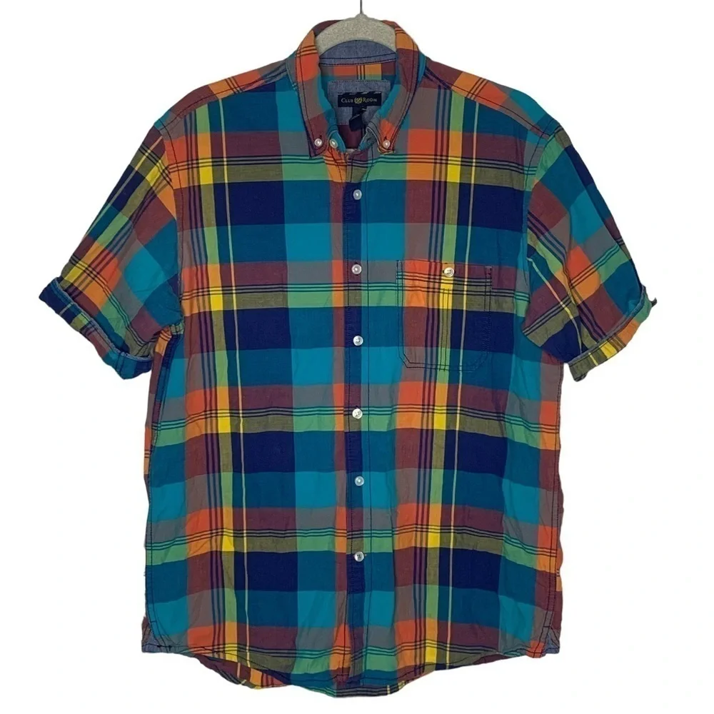 Club Room Mens Plaid Casual Button Down T-Shirt - Picture 3 of 11